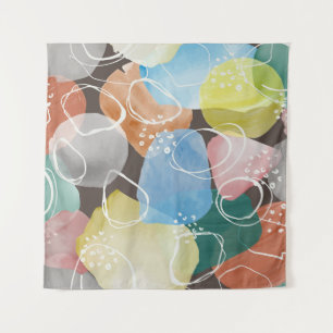 Abstract Doodles: Watercolor Minimalist Art Tapestry