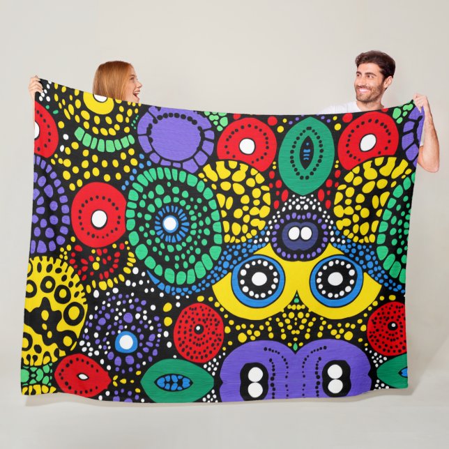 Abstract dot art 2 fleece blanket (In Situ)