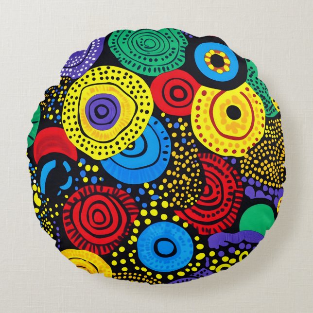 Abstract dot art 4 round cushion (Front)