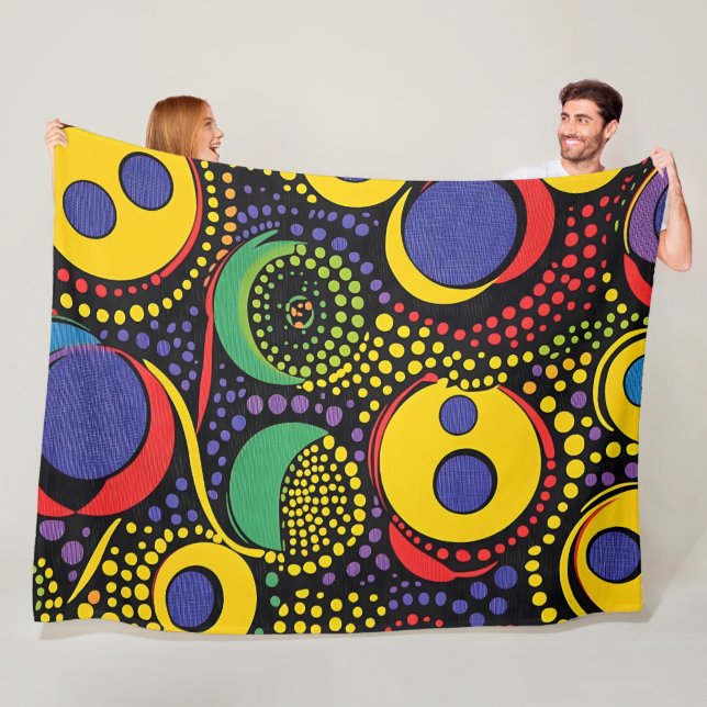 Abstract dot art 7 fleece blanket (In Situ)