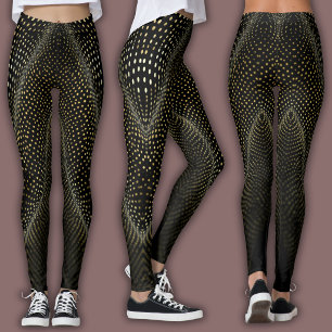 Abstract Dot Pattern   Black & Yellow Halftone Leggings