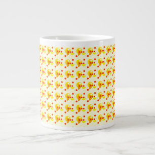 Abstract dots and circles red yellow large coffee mug
