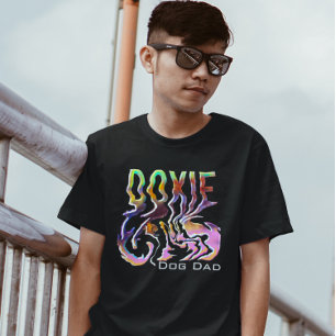 Abstract Doxie Dog Dad Neon Grunge T-Shirt