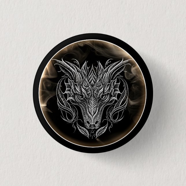 Abstract Dragon Head in Aesthetic Button (Front)