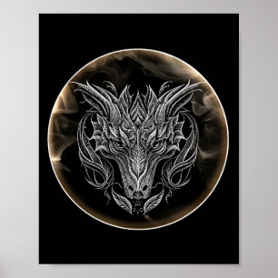 Abstract Dragon Head in Aesthetic  Poster
