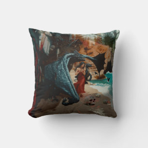 Abstract Dragon Skull Occult Dark Witchy AI Art Cushion