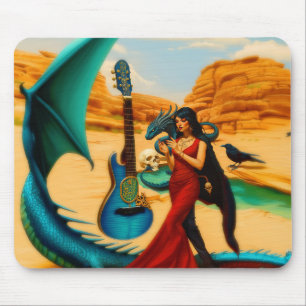 Abstract Dragon Skull Occult Dark Witchy AI Art Mouse Pad