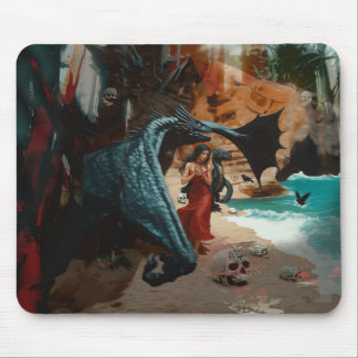 Abstract Dragon Skull Occult Dark Witchy AI Art Mouse Pad