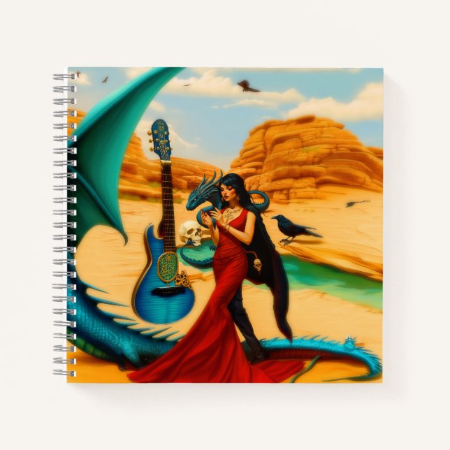 Abstract Dragon Skull Occult Dark Witchy AI Art Notebook (Front)