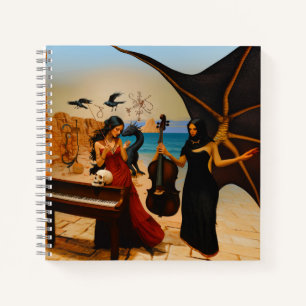 Abstract Dragon Skull Occult Dark Witchy AI Art Notebook