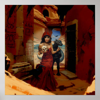 Abstract Dragon Skull Witchy AI Art Matte Value Poster