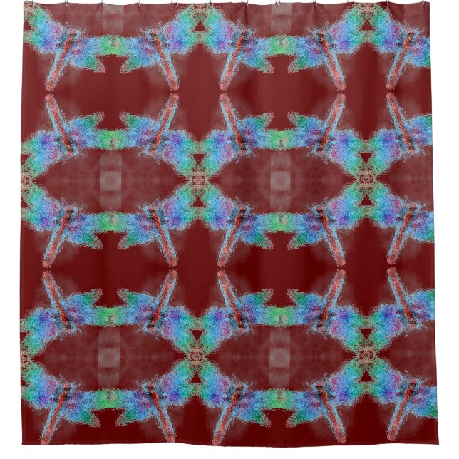 Abstract Dragonflies Red Customise Background Shower Curtain (Front)