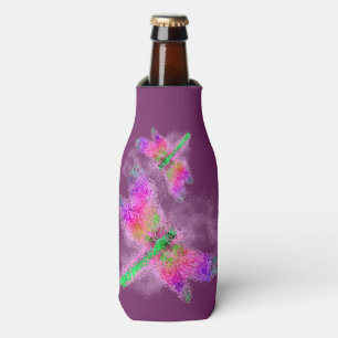Abstract Dragonfly Art (purple) Bottle Cooler