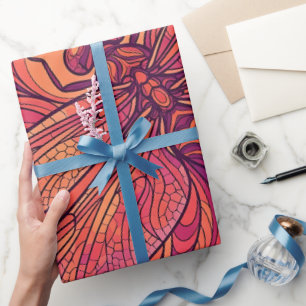 Abstract Dragonfly Sunset Line Wrapping Paper