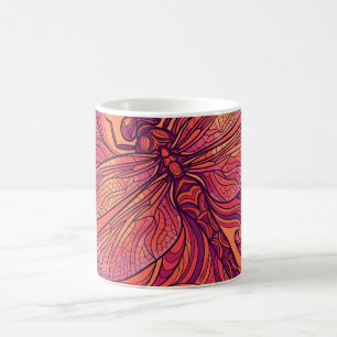 Abstract Dragonfly Sunset Orange Art Coffee Mug