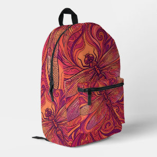 Abstract Dragonfly Sunset Orange Line Backpack