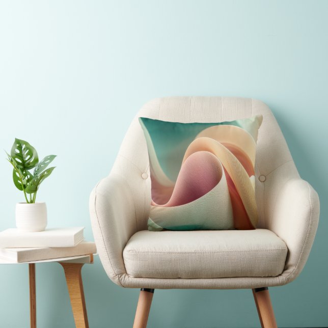 Abstract Drapery with Pastel Gradient Flow Cushion (Chair)