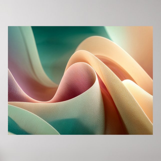 Abstract Drapery with Pastel Gradient Flow Poster (Front)