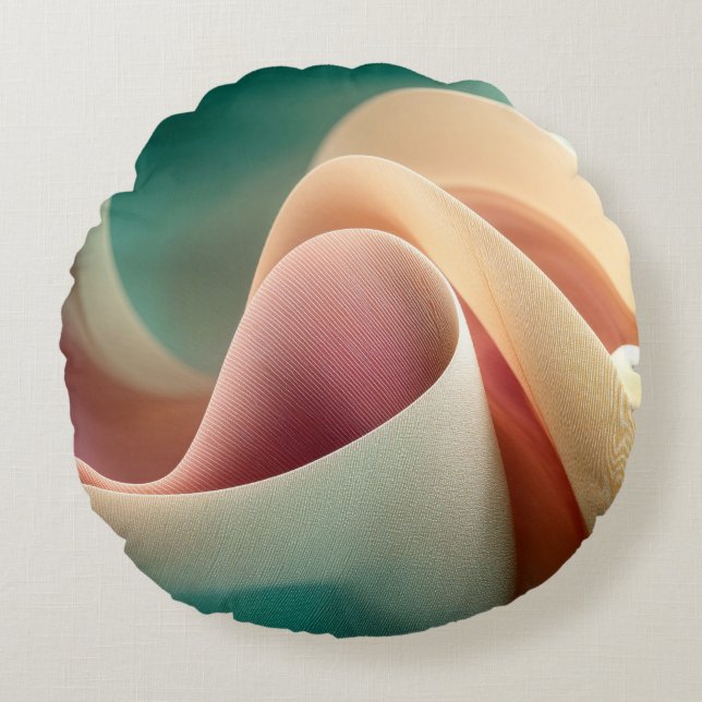 Abstract Drapery with Pastel Gradient Flow Round Cushion (Front)