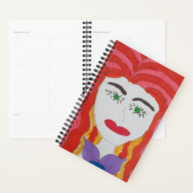 Abstract Drawing: Face of a Red Haired Girl Planner (Display)