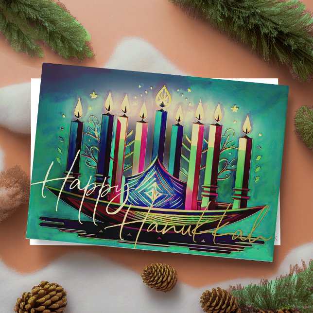 Abstract Drawing Menorah Happy Hanukkah Blue (Creator Uploaded)