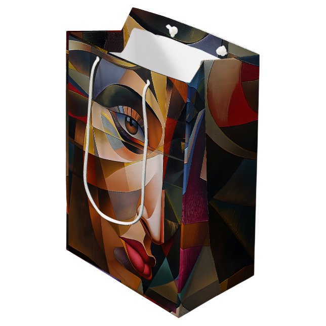 Abstract drawing of girl's eyes medium gift bag (Front Angled)