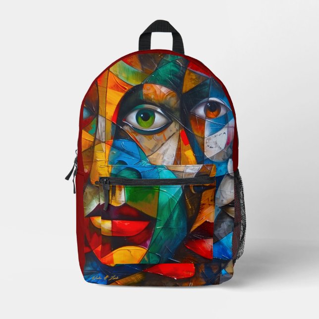 Abstract drawing of girl's printed backpack (Front)