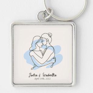 Abstract Drawing of Lesbian Couple Personalised Key Ring