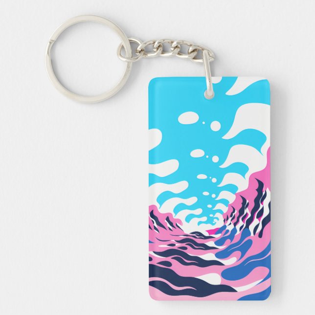Abstract Dream Wave – Vibrant Surreal Flow Key Ring (Front)