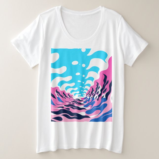 Abstract Dream Wave – Vibrant Surreal Flow Plus Size T-Shirt (Design Front)