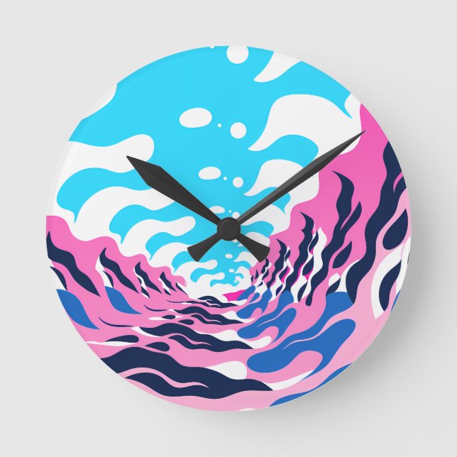 Abstract Dream Wave – Vibrant Surreal Flow Round Clock (Front)