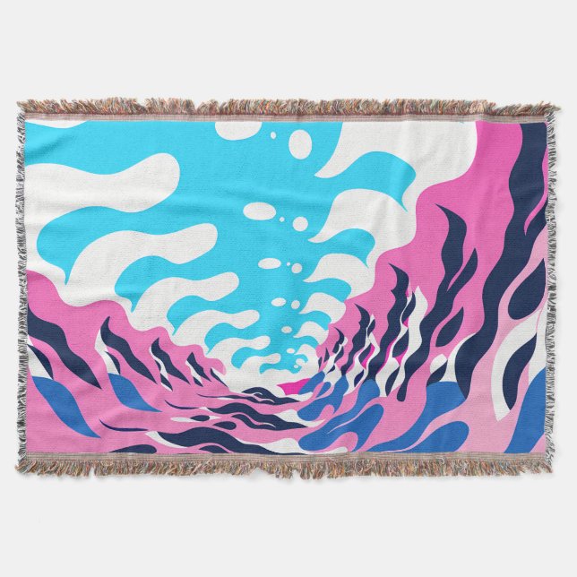 Abstract Dream Wave – Vibrant Surreal Flow Throw Blanket (Front)
