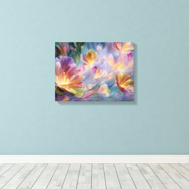 Abstract dreamy floral garden  canvas print (Insitu(Wood Floor))