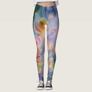 Abstract dreamy floral garden  leggings