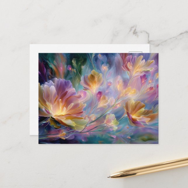 Abstract dreamy floral garden  postcard (Front/Back In Situ)