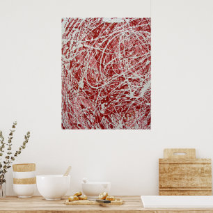 Abstract Drip Painting Pink White Poster