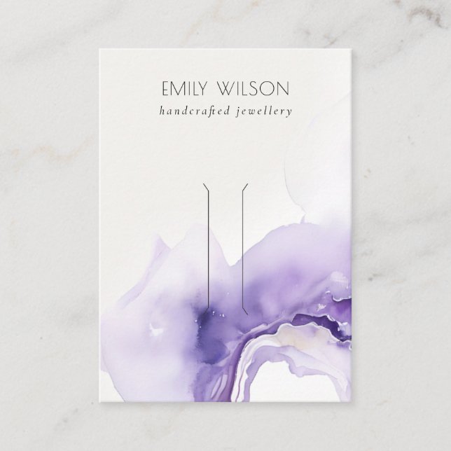 Abstract Dusky Lilac Watercolor Agate Hairpin Clip Business Card (Front)
