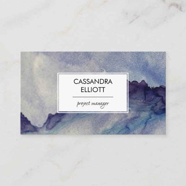 Abstract Dusty Blue Purple Alcohol Ink Liquid Art Business Card (Front)