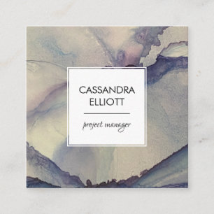 Abstract Dusty Blue Purple Alcohol Ink Liquid Art Square Business Card