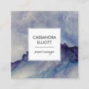 Abstract Dusty Blue Purple Alcohol Ink Liquid Art Square Business Card