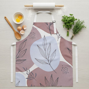 Abstract Dusty Rose and Sage Green Botanical Patte Apron
