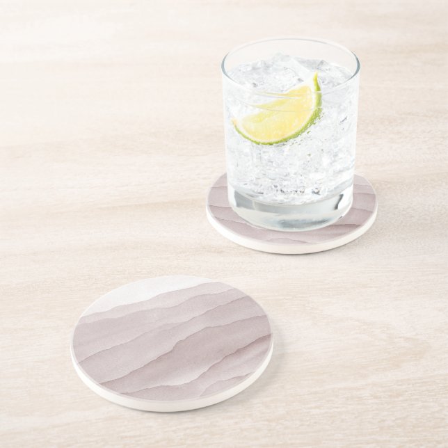 Abstract dusty rose marble wedding  coaster (Side)