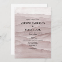 Abstract dusty rose mountains wedding invitation