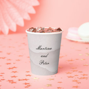 Abstract dusty rose mountains wedding paper cups