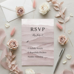 Abstract dusty rose mountains wedding  RSVP card