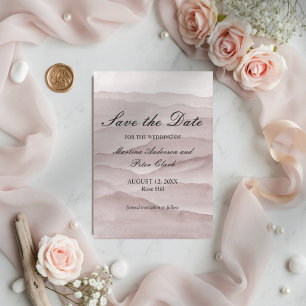 Abstract dusty rose mountains wedding save the date