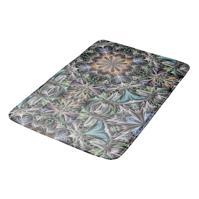 Abstract Dusty Succulent Garden Rosette Pattern Bath Mat (Angled)