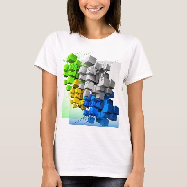 Abstract Dynamic Geometric Composition Contemporar T-Shirt (Front)