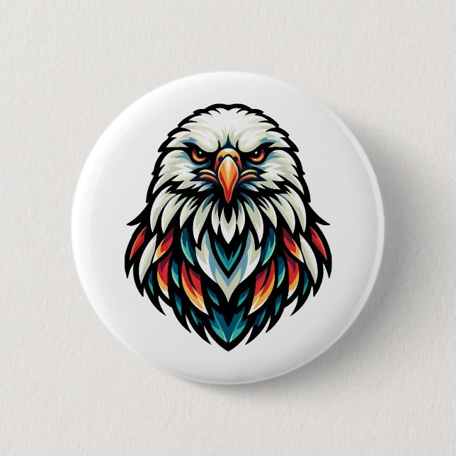 Abstract Eagle Portrait in Vivid Hues 6 Cm Round Badge (Front)
