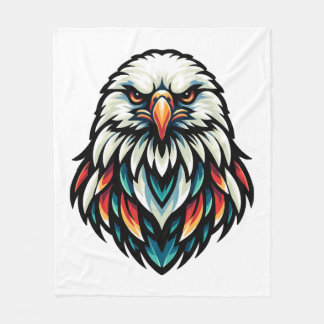 Abstract Eagle Portrait in Vivid Hues Fleece Blanket